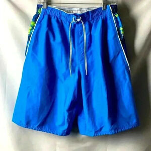 NIKE SWIM TRUNKS ELASTIC WAIST DRAWSTRING CLOSURE MESH LINED   BLUE CLEAN
